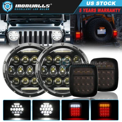 6x Para Jeep Wrangler YJ TJ CJ 7" Faro LED Redondo y Luz Trasera LED Freno Giratoria Foto 1 de 4