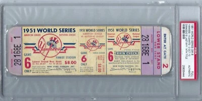 1951 World Series Clinching Game 6 Full Ticket. Mickey Mantle Joe Dimaggio  PSA - Image 1 of 3