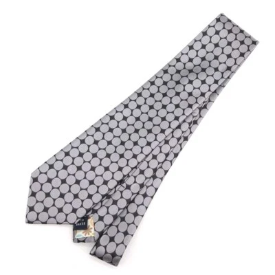 Ted Baker London Tie Designer Necktie Silver Circles 100% Silk - Image 1 of 3