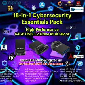 18-Linux Distros for Cybersecurity and Pentesting 64GB Multi-Boot Live USB 3.2 - Picture 1 of 24