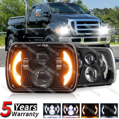 Par de faros LED DOT 7x6 5x7" H4 DRL impermeables para Ford F650 F750 2000-2015 Foto 1 de 4