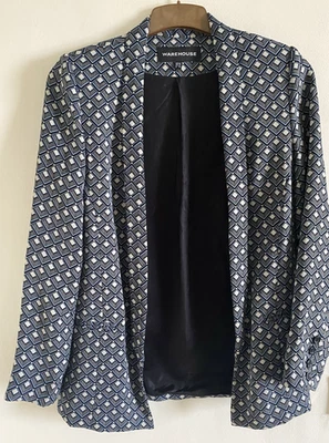 Склад женщин абстрактный печать расслабленный крой открытый блейзер куртка размер Великобритании 10 - Изображение 1 из 4