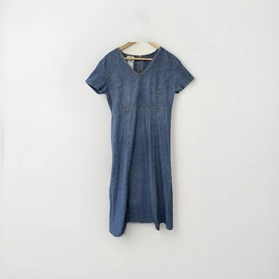 Maxi Vestido Laura Ashley Talla UK 14 Vintage Denim Foto 1 de 4