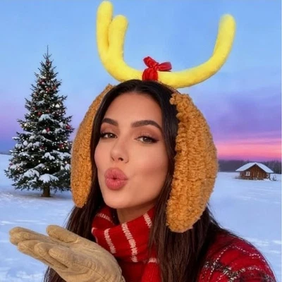 Max The Dog Grinch Yellow and Brown Plush Antler Headband Unisex Christmas - Image 1 of 3