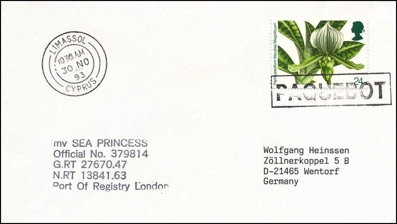 Paquebot MV SEA PRINCESS P&O Great Britain sea post Limassol Cyprus Magnificum - Image 1 of 1