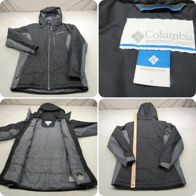 Chaqueta Columbia Para Hombre Pequeña Negra Con Capucha Impermeable Aislada Esquí Snowboard Foto 1 de 4