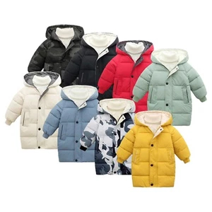 Toddler Kid Girls Boys Winter Long Sleeve Thick Coat Solid Hooded Long Down Coat - Picture 1 of 48