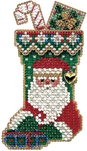 MILL HILL ORNAMENT Beaded Cross Stitch Kit ST NICK STOCKING - Picture 1 of 2