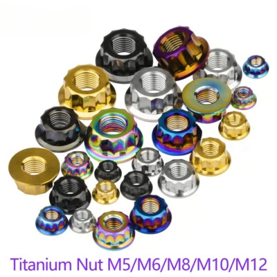 Titanium Nut M5 M6 M8 M10 M12 CNC Flange 12-Point Ti Nut for Bike Motorcycle Car - Image 1 of 4