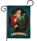 He Making A List Christmas Santa Claus Merry Vintage Card Garden House Yard Flag