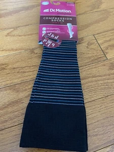 DR. MOTION everyday Mild Compression Black Ribbed Knee-Hi Women's Socks Sz 4-10 - Picture 1 of 3