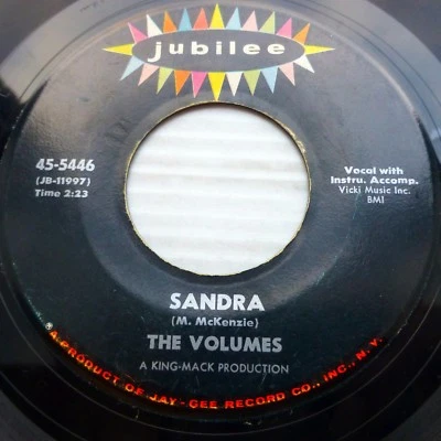 THE VOLUMES doo-wop VG+ diff. font Jubilee 45 SANDRA b/w TEENAGE PARADISE CT1922 - Image 1 of 2