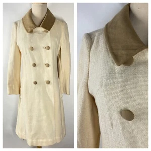 Vintage 60s Jackie Stuart Juniors G. Fox Small? Button Jacket Coat Suede Collar - Picture 1 of 9