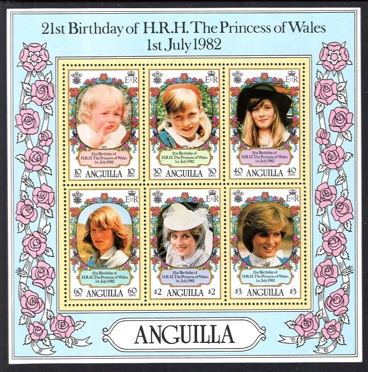 Anguilla #SGMS514 MNH S/S 1982 Diana Queen Hearts Birthday Hats [490a] - Image 1 of 1
