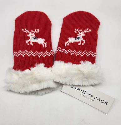 Guantes Janie & Jack Talla 6-8 Rojo Blanco Reno Vacaciones Navidad Nuevos con Etiquetas Foto 1 de 4