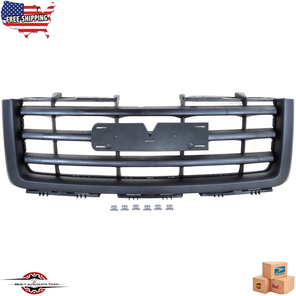 New Fits 2007-2013 GMC Sierra 1500 Pickup Front Grille Assembly Black GM1200583 - Imagem 1 de 4
