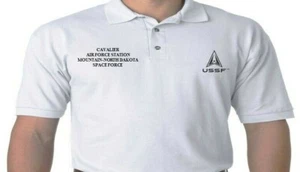 SPACE FORCE CAVALIER AIR FORCE STATION NORTH DAKOTA EMBROIDERED POLO SHIRT - Picture 1 of 3