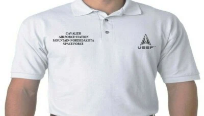SPACE FORCE CAVALIER AIR FORCE STATION NORTH DAKOTA EMBROIDERED POLO SHIRT - Image 1 of 3