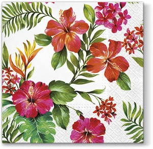 20 Tovaglioli Pranzo di Carta FIORI HAWAIANI Decorazione Tropicale Bahamas Esotico - Foto 1 di 1