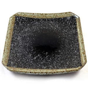 Sushi Plate - Japanese Ceramic Stoneware Square Dish | Black Speckle Glaze - Picture 1 of 2