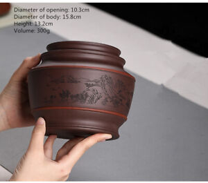 Newly Listed Sealed Caddy For Tea Real Yixing Zisha Tea Canister Handmade Carved