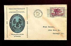 StampTLC US 772 Connecticut Tercentenary Charter Oak FDC Hartford CT Apr 26 1935 - Picture 1 of 2