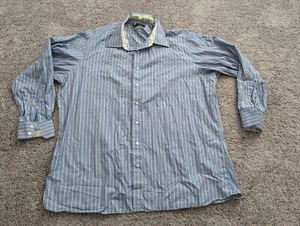 Edward Baumann Clothiers Button Up Shirt Mens 3XL Blue Striped Long Sleeves - Picture 1 of 8