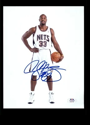 Alonzo Mourning Signed New Jersey Nets White Jersey 8x10 Photograph PSA COA - Image 1 of 2
