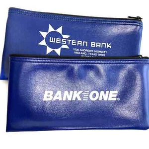 Set of 2, Naugahyde, Bank Bags with zipper closure - Picture 1 of 5