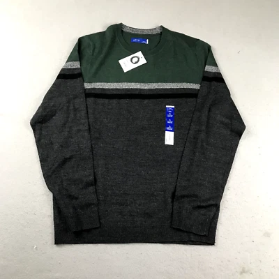 Apt 9 Sweater Mens Small Gray Green Merino Wool Blend Crew Neck Pullover NWT - Image 1 of 4
