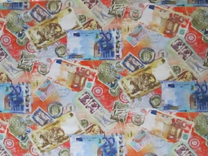 VINTAGE WORLD POSTAGE STAMPS MARKS COTTON FABRIC FQ OOP - Picture 1 of 4