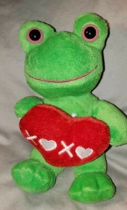 Dan Dee Frog Plush 7" Green Valentine Plush with Red Xoxo Heart Stuffed Toy - Picture 1 of 4
