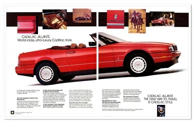 Print Ad Red Cadillac Allante Pininfarina Vintage 1988 2-Page Car Advertisement - Image 1 of 4