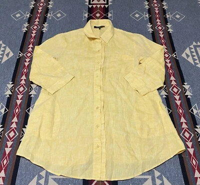 Lafayette 148 NY Petite Linen Tunic Top Womens P Yellow T34 - Image 1 of 4