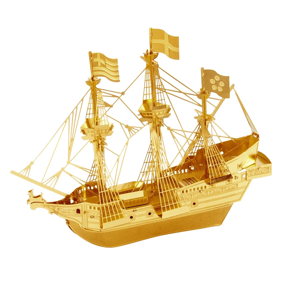 Golden Hind Galeone Sir F. Drake dorato Fascinations Metal Earth