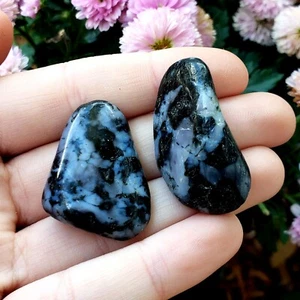 Juego de 2 piezas de piedras preciosas curativas de cristal natural Mystic Merlinite Indigo Gabbro - Imagen 1 de 6