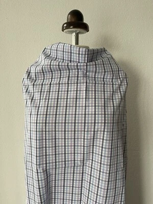 Rene Lezard Baumwolle  2,10  Mtr. x 1,53  Breit Karo Weiss Blautöne Flieder - Bild 1 von 4