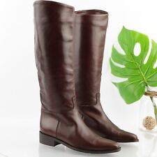 Sesto Meucci Italy Women Boot Size 6.5 Tall Pull On Slouch Supple Brown Leather
