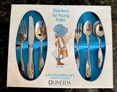 Vtg Oneida Holly Hobbie 6 Piece Baby Set Stainless Fork & Spoons - Image 1 of 2