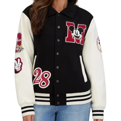 Disney Mickey and Friends Varsity Letterman Adult Unisex Jacket Black Size XXL - Image 1 of 4