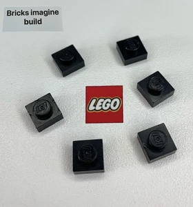 6 x Lego Vintage Black 1x1 Flat plate- 3024 - Castle Builds, Pirate ship - 14B - Picture 1 of 1