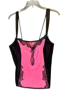 Betsey Johnson Intim schwarz pink Babydoll Tank Gr. Large Top Negligee Camisole - Bild 1 von 8