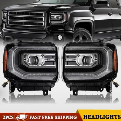 For 2014-2015 GMC Sierra 1500 Upgrade Facelift Full LED Projector Headlights Set - Image 1 of 4