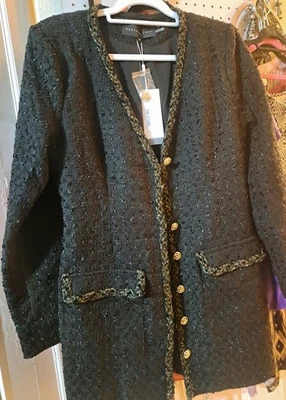 Endless Rose Textured Black Jacket with Gold Buttons - Изображение 1 из 4