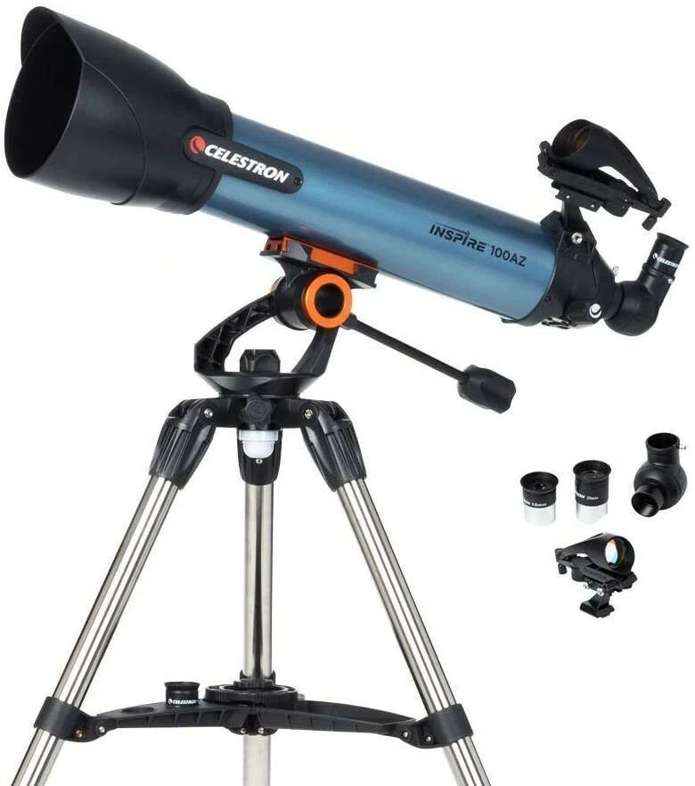 Adaptador refractor para teléfono inteligente Celestron Inspire 100AZ Telesco refractor incorporado Foto 1 de 4