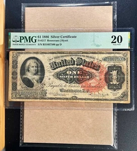 Fr. 217 1886 $1 Silver Certificate "MARTHA WASHINGTON" PMG 20 - VF Coment - Picture 1 of 2