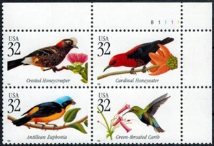 US Scott # 3222-3225 Plate Block Of 4 Stamps MNH, Tropical Birds - Picture 1 of 1