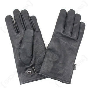 German Army Style Leather Gloves - Military Combat Black Lined Airsoft Paintball - Picture 1 of 1