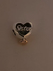 AUTHENTIC PANDORA LOVE YOU SISTER HEART CHARM #782244C00 - Picture 1 of 3