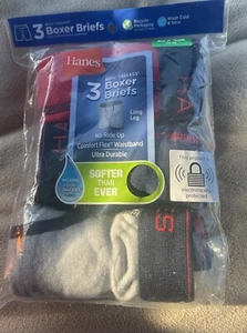 Boys Hanes Boxer Briefs 3 Tagless Long Leg Large Wicking Cool Comfort Soft - Picture 1 of 1